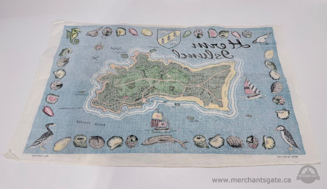 Vintage Herm Island Souvenir Tea Towel Map All Cotton Made in Ireland