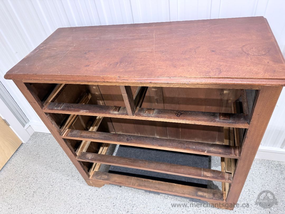 Antique Solid Wood 5 Drawer Dresser Chest – Primitive Farmhouse Style