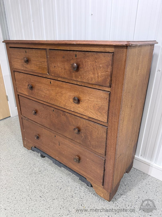 Antique Solid Wood 5 Drawer Dresser Chest – Primitive Farmhouse Style