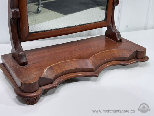Antique Wooden Tabletop Vanity Mirror with Adjustable Tilt