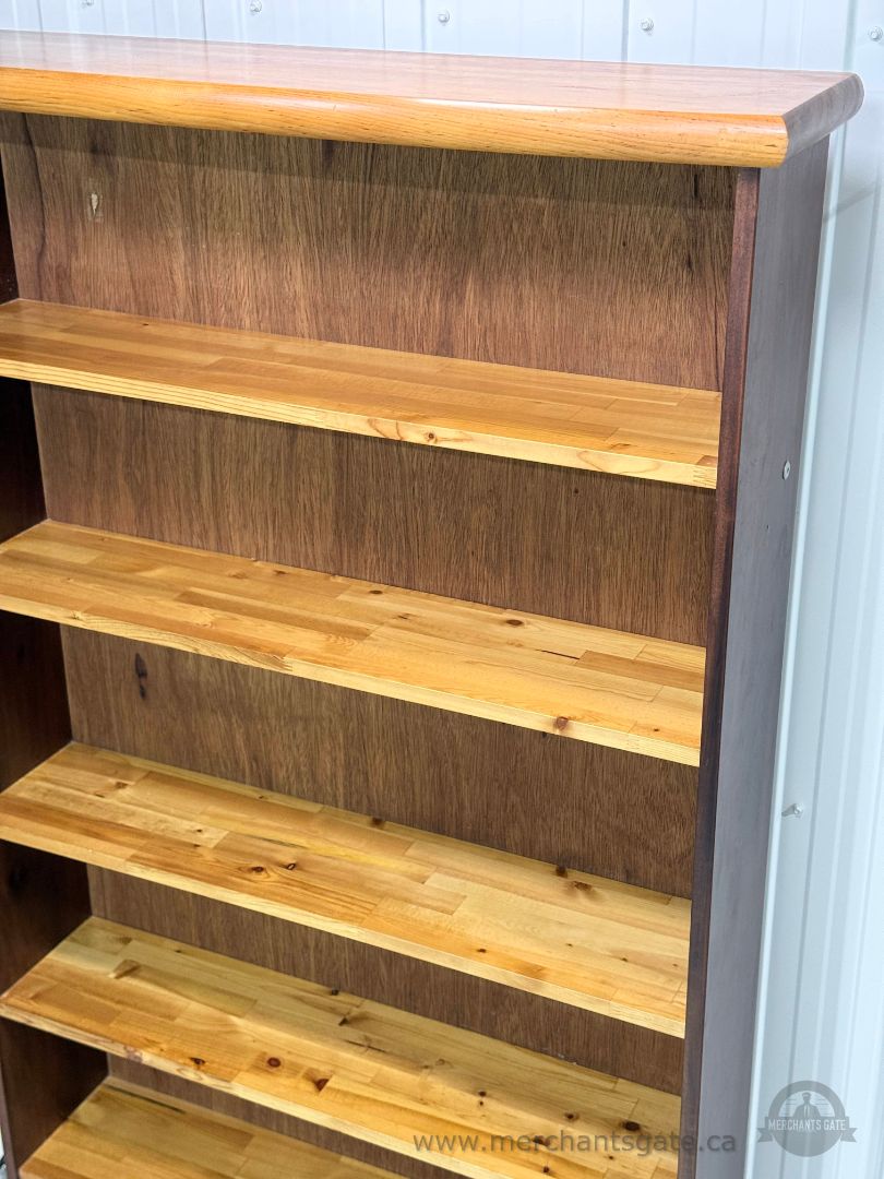 Vintage Solid Wood 5 Shelf Bookcase – 37.35" Wide – 2 Available