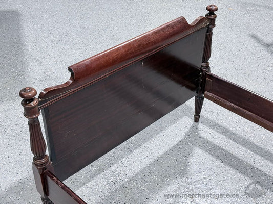 Vintage Solid Wood Single Bed Frame with Turned Posts