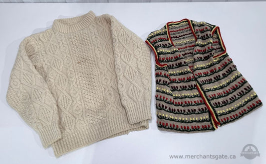 Vintage Knit Sweater Lot Wool Handmade Cardigans Pullovers Small Medium