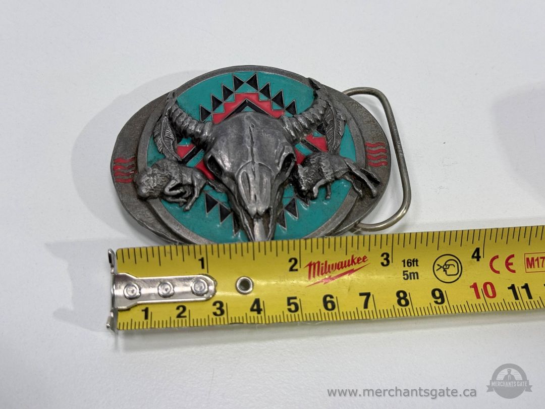 Vintage Buffalo Skull Western Belt Buckle M-8 Made in USA