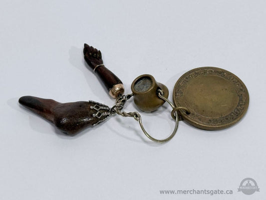 United States Marine Corps Keychain Vintage USMC Medallion with Wooden Charms