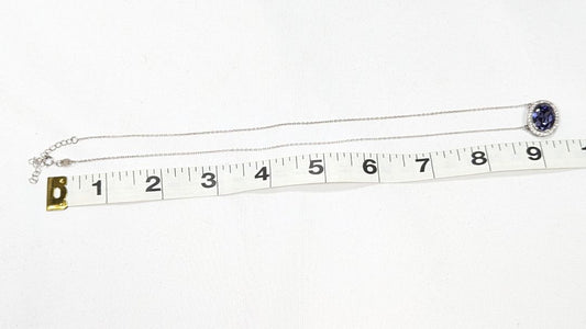 Swarvoski Christi Sterling 925 18" Necklace + Lavender Crystal Pendant