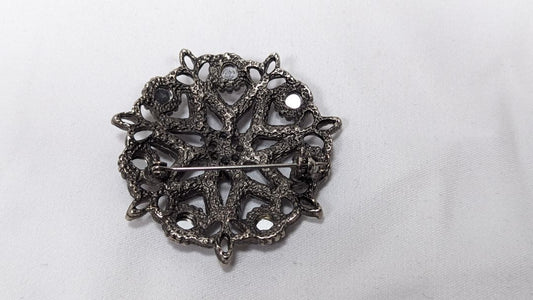 Vintage Red Rhinestone Celtic Deep Red Crystals Brooch Pin