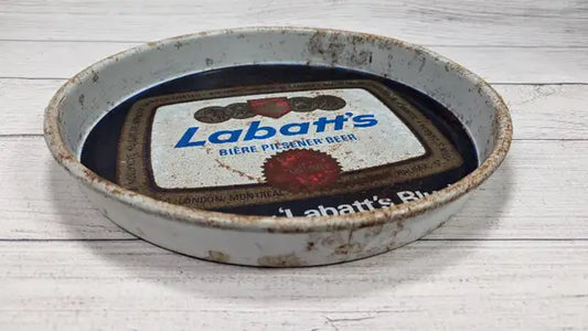 Vintage 13" Deep Dish Labatt's Call for Blue Metal Beer Tray
