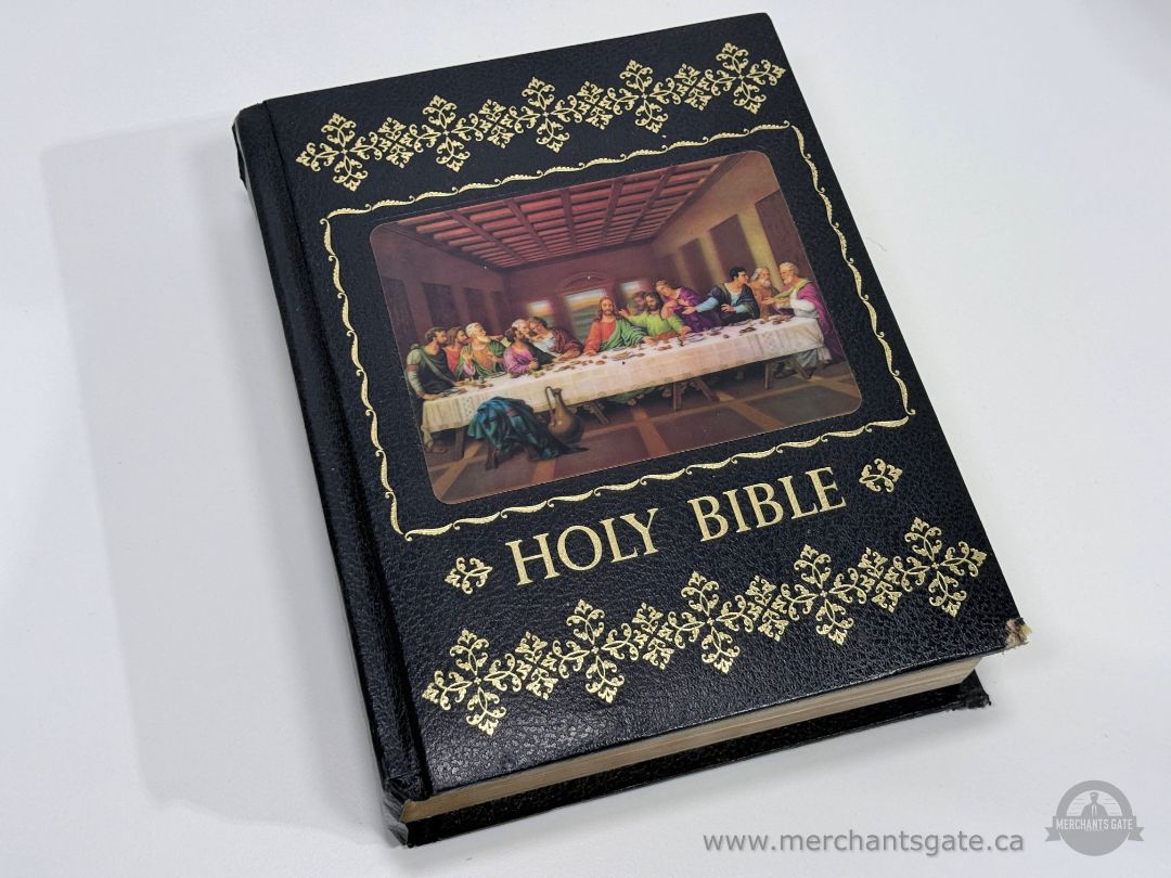 Holy Bible English Hardcover Decorative Gold Detail Last Supper Cover Large Format