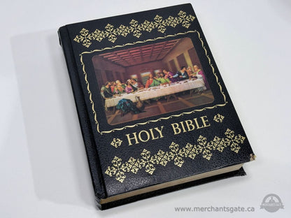 Holy Bible English Hardcover Decorative Gold Detail Last Supper Cover Large Format