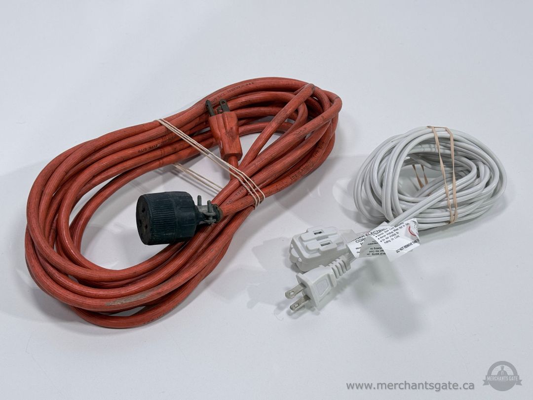 Extension Cord Lot Orange Outdoor Cord and White Appliance Extension Cord