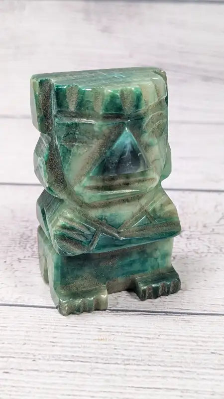 Mid Century Mayan Jade Carved Bookend