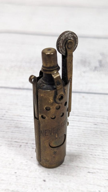Antique Neverfail Brass WW1 Trench Lighter - Made in Hungary