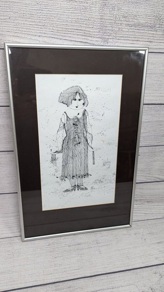 Vintage 17" x 11" Framed Original Sketch by Artist A.P. Patterson