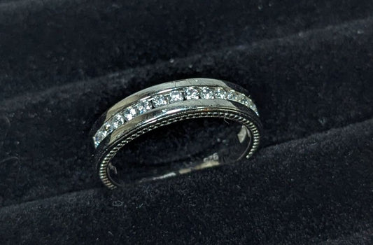 Sterling Silver 925 Lafonn Wedding Band with CZ Stones Size 10