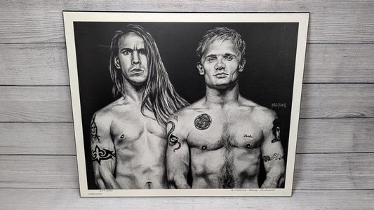 Vintage Poster Red Hot Chili Peppers Flea Anthony Kiedis Black + White Bradford 1992 / Fiberboard
