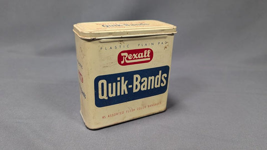 Vintage Rexall Quik Bands Metal Tin Box Pro Cap Bandages Empty Retro First Aid