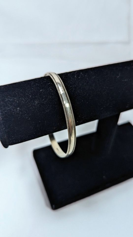 Vintage Sterling Silver 925 Rope Edge Bangle Bracelet / 12g - 2 5/8" - *