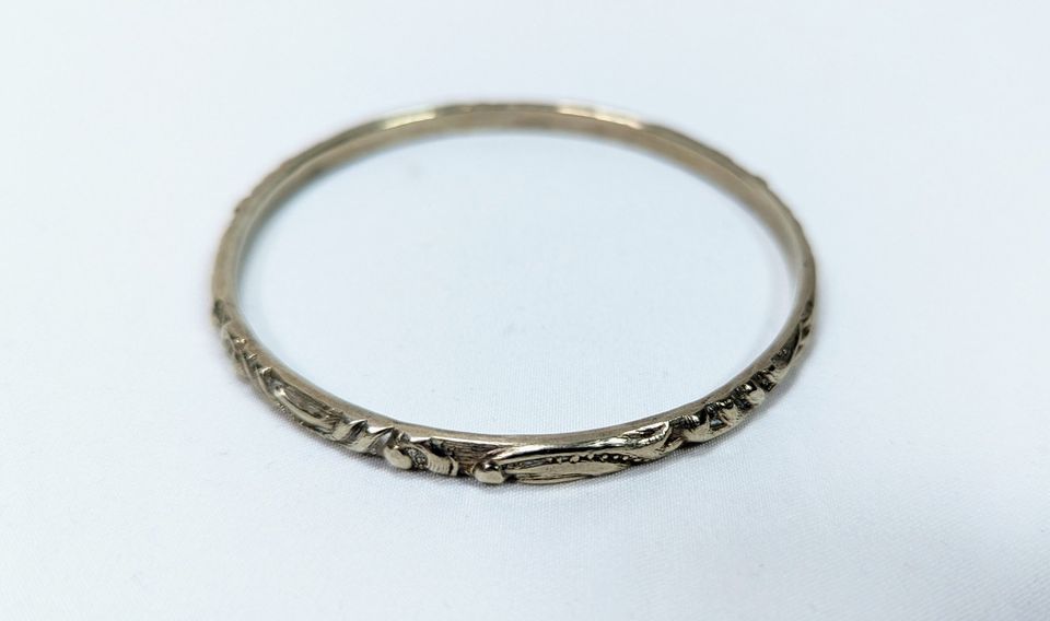 Vintage Celtic .925 Sterling Bangle Bracelet / 21g - 2 5/8"