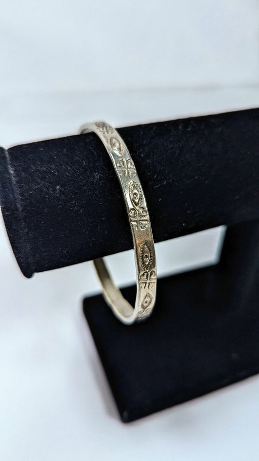 Vintage Taxco Mexico 925 Sterling Bangle Bracelet / 19g - 2 5/8" -