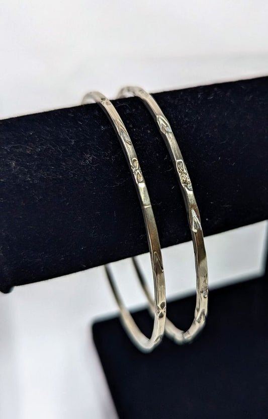 Vintage Set of 2 - .925 Sterling Bangle Bracelets / 9g Each - 2 3/4"