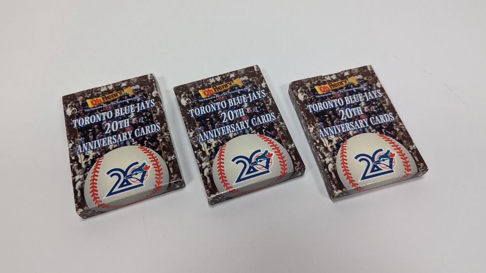 Vintage SEALED NOS Blue Jays 20th Anniversary Oh Henry! Card Packs x 3