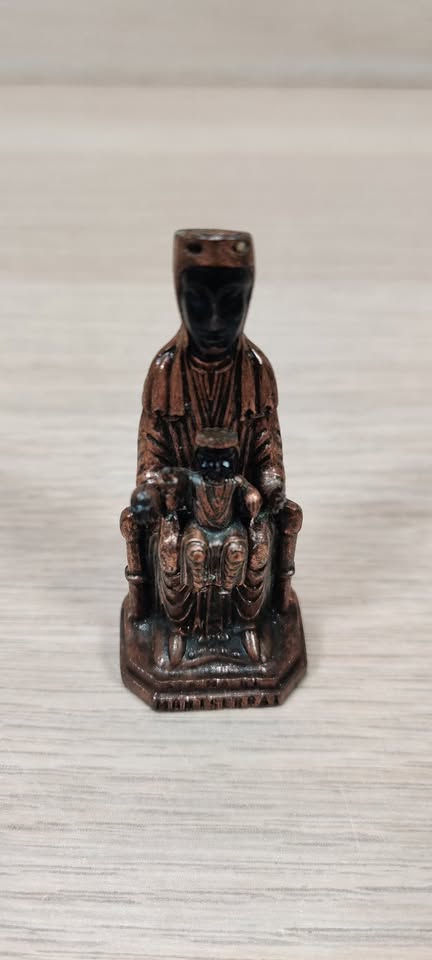 Small Bronze Statue Our Lady of Montserrat Virgin Mary Statue