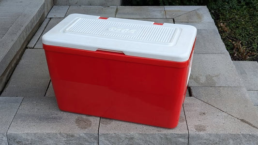 Vintage Red + White Coca Cola Carry Cooler