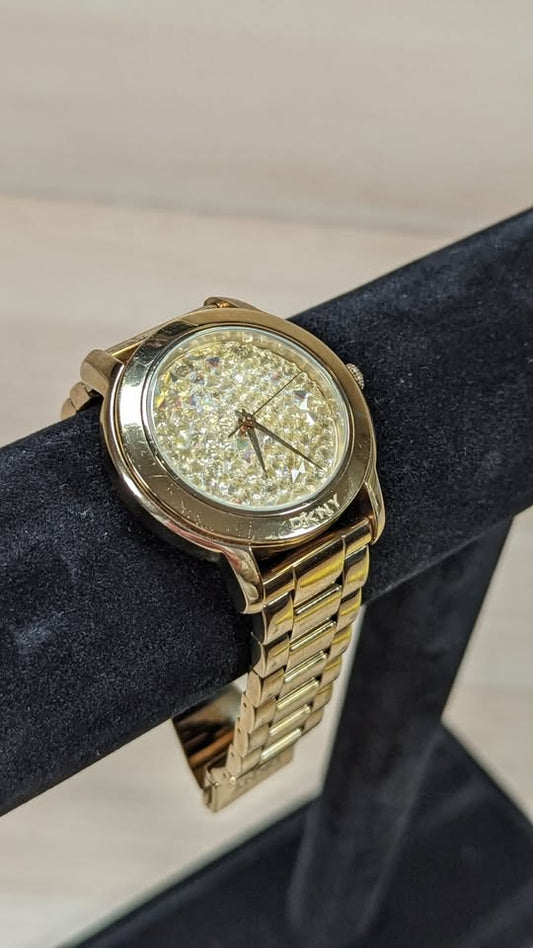 DKNY Women's NY8437 Gold Stainless-Steel Analog Quartz Watch Gold Dial (Small Wrist)