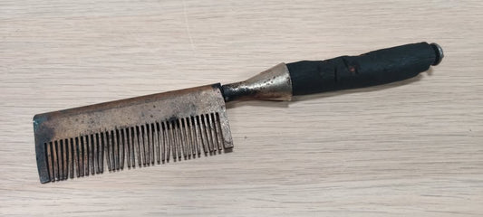 *Antique* Hot Comb Hair Straightener / Steel + Wood