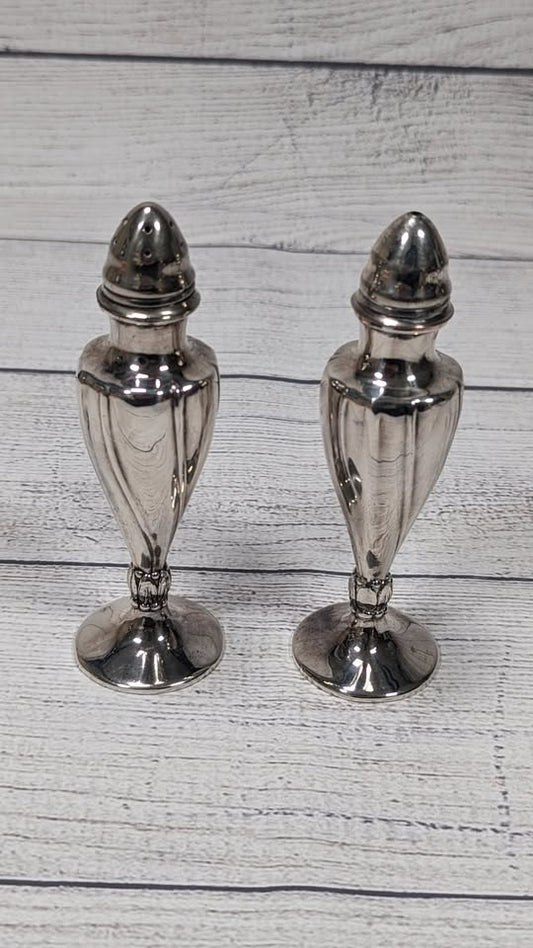 Vintage Viking C15 EP Lead Silver 5" Salt Pepper Shakers /