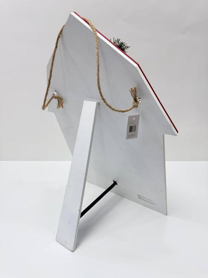 Rustic Christmas Countdown Barn Sign with Wreath and Chalkboard