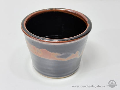 Handmade Studio Pottery Ceramic Planter Cup Gray Glaze Signed Base