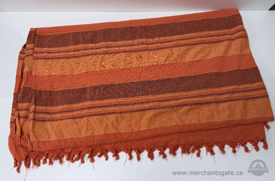 Woven Striped Cotton Tablecloth with Fringe Tassels 72 x 84