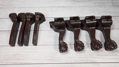Set of 8 Brown Chair Legs / Heavy Plastic / Claw Foot