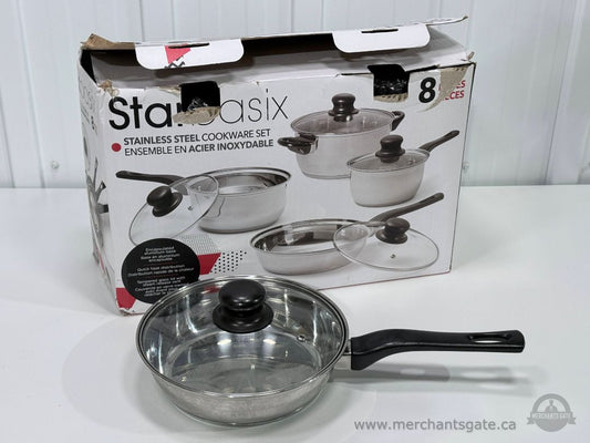 Starbasix Stainless Steel Cookware Set 8 Piece with Glass Lids Pots and Pans
