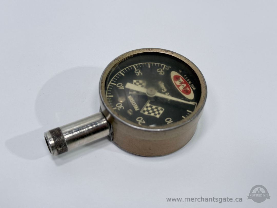 Vintage Accutire Tire Pressure Gauge Racing Flag Dial 0 to 60 PSI Metal Body