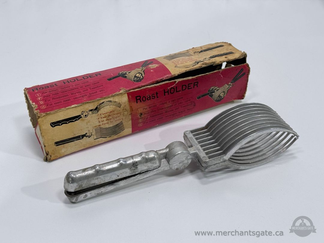 Vintage Roast Holder Meat Slicer Aluminum Roast Cutting Tool with Original Box