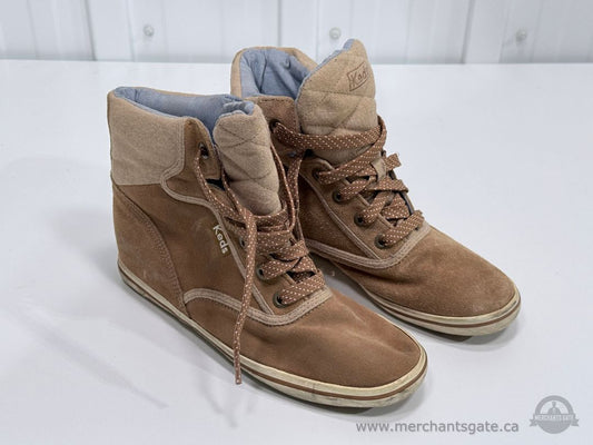 Keds Womens Suede High Top Sneakers Boots Brown Lace Up Casual Shoes Size 8.5