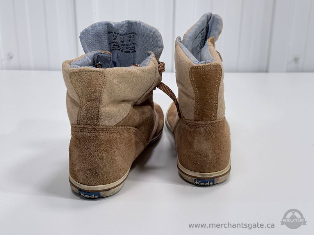 Keds Womens Suede High Top Sneakers Boots Brown Lace Up Casual Shoes Size 8.5