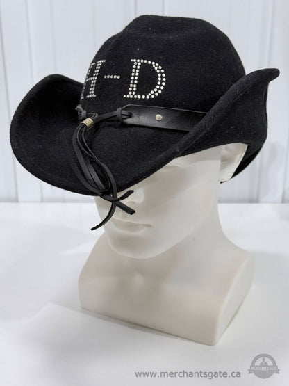 Harley-Davidson Women’s Rhinestone H-D Black Wool Cowboy Hat Made in USA