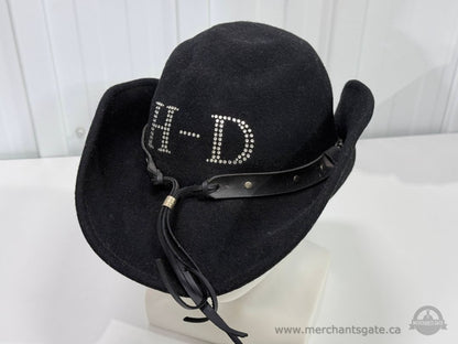 Harley-Davidson Women’s Rhinestone H-D Black Wool Cowboy Hat Made in USA