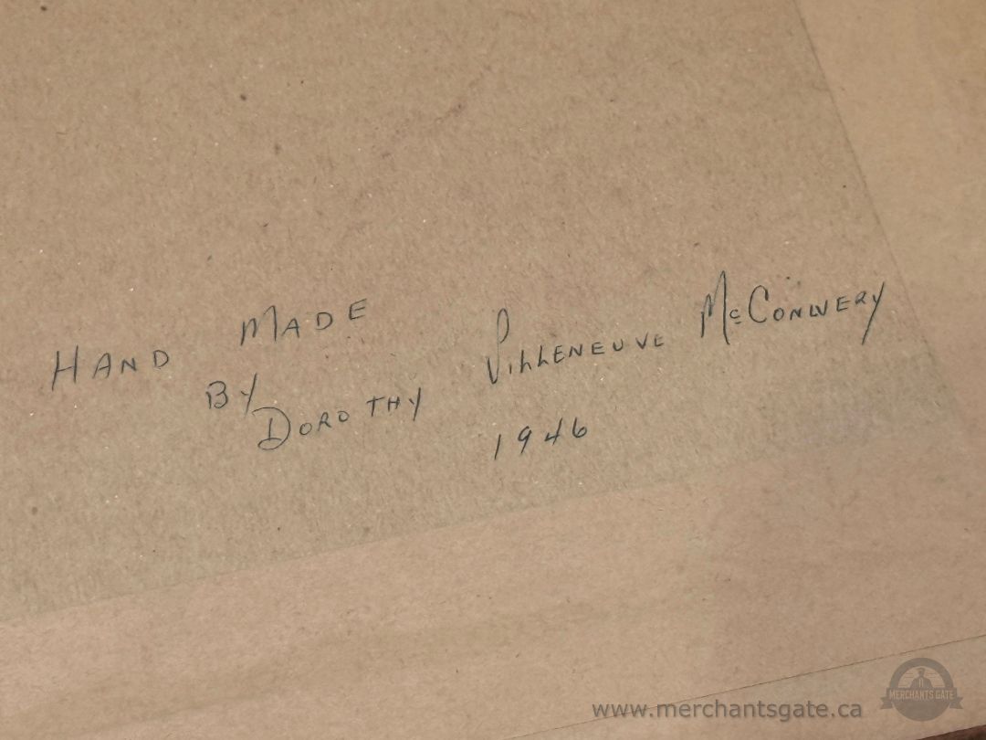 Vintage 1946 Framed Needlepoint Windmill Landscape Hand Stitched Artwork