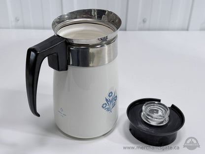 Corning Ware 6 Cup Coffee Carafe Blue Cornflower Pattern Glass with Lid