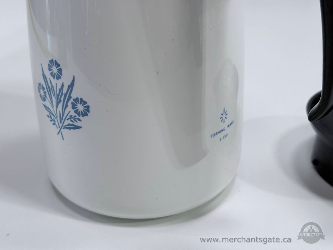 Corning Ware 6 Cup Coffee Carafe Blue Cornflower Pattern Glass with Lid