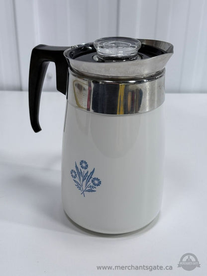 Corning Ware 6 Cup Coffee Carafe Blue Cornflower Pattern Glass with Lid