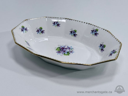 Royal Stafford Sweet Violets Bone China Oval Serving Bowl Dish England 8"