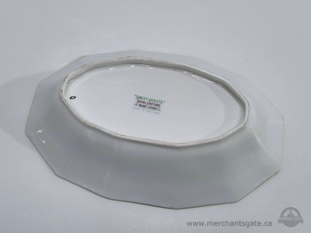 Royal Stafford Sweet Violets Bone China Oval Serving Bowl Dish England 8"