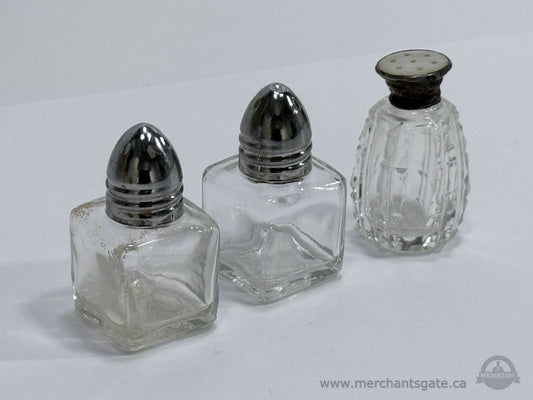 Set of 3 Vintage Glass Salt and Pepper Shakers Mixed Designs 2"