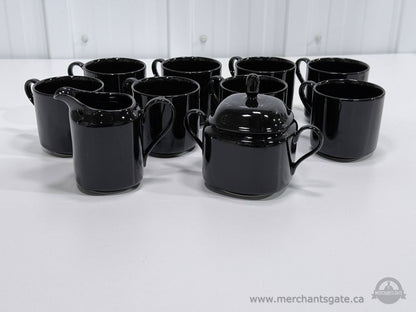 Mikasa Black Coffee Set 10 Pieces Mugs Creamer Sugar Bowl Japan